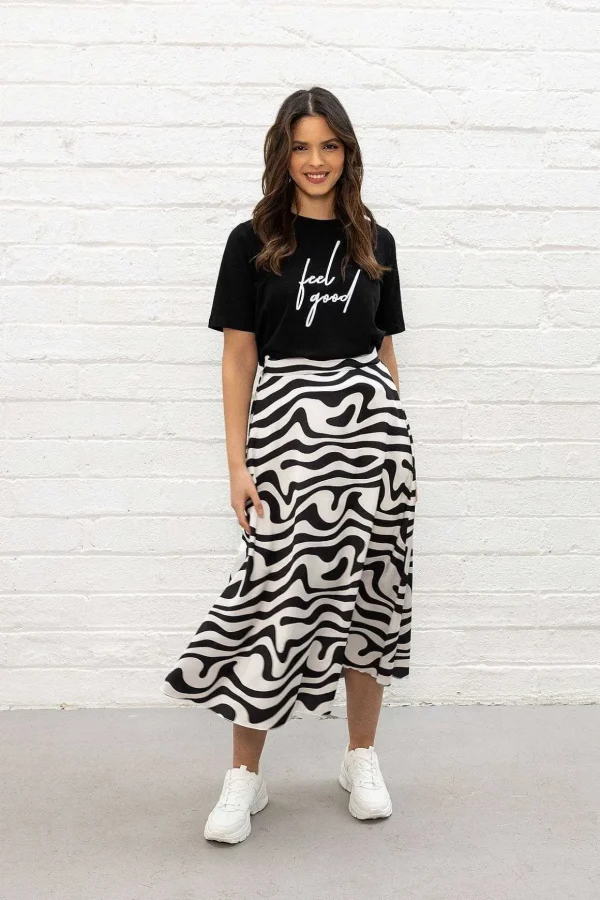 Mono Sateen Midi Skirt