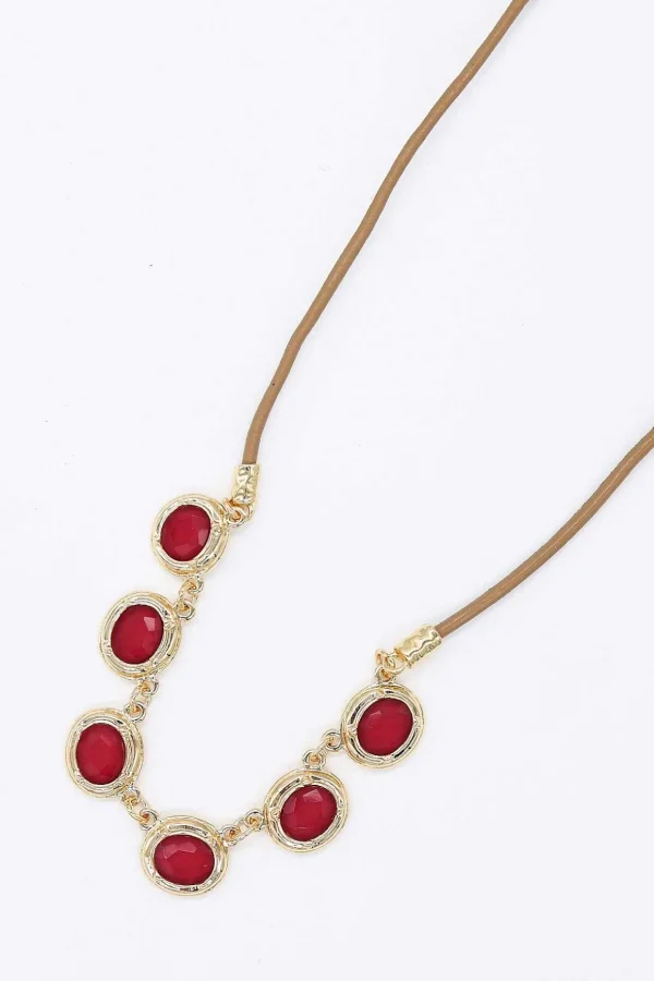 Multi Stone Necklace In Red