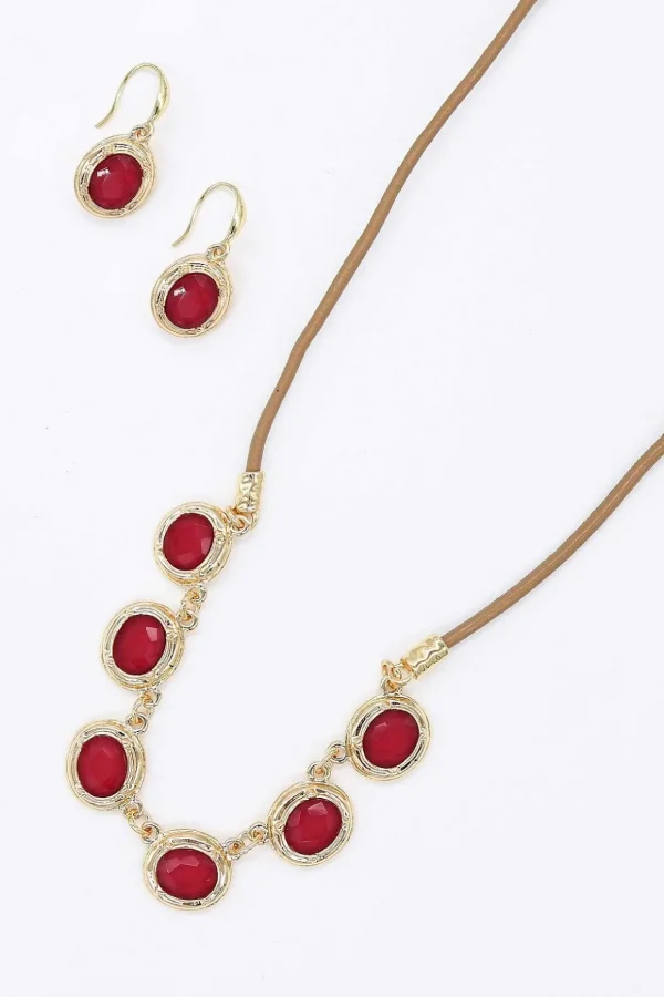 Multi Stone Necklace In Red
