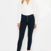 Navy Button Front Jeans