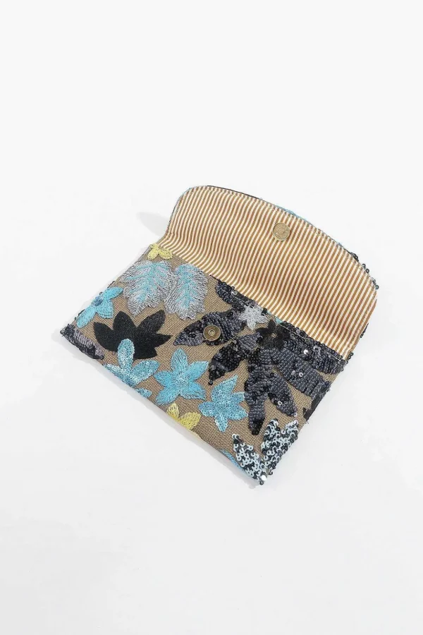 Navy Embellished Clutch Bag
