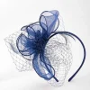 Navy Hairband Fascinator With Net & Feathers