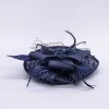 Navy Hairband Net & Feather Fascinator