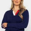 Navy Knitted Polo Jumper