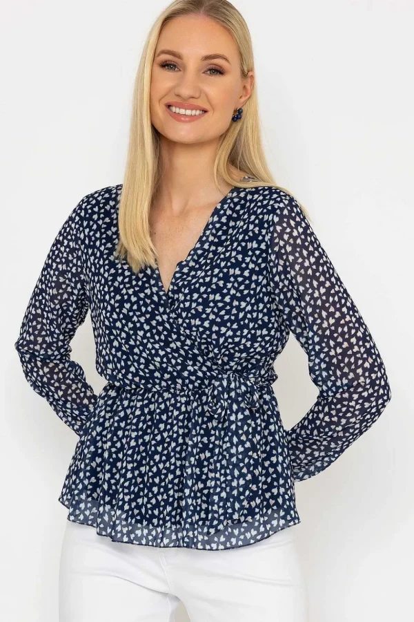 Navy Peplum Top