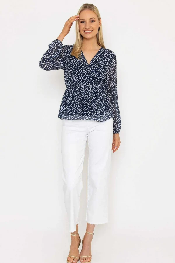 Navy Peplum Top