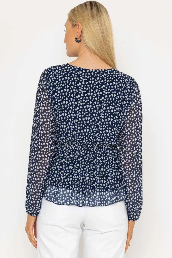 Navy Peplum Top