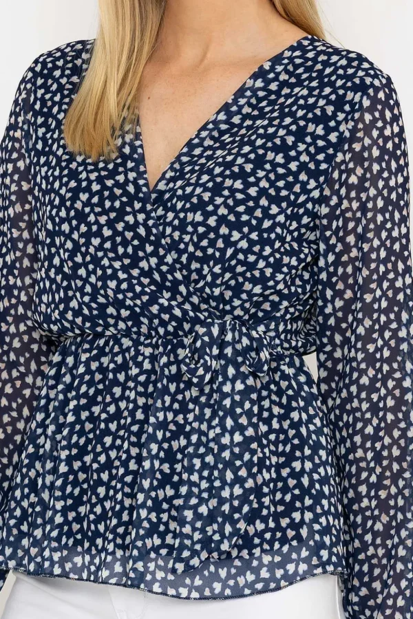 Navy Peplum Top