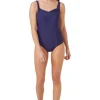 Navy Pleated Swimsuit