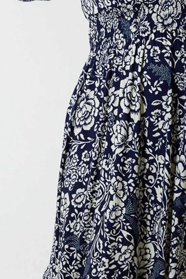 Navy Printed Midi Dress