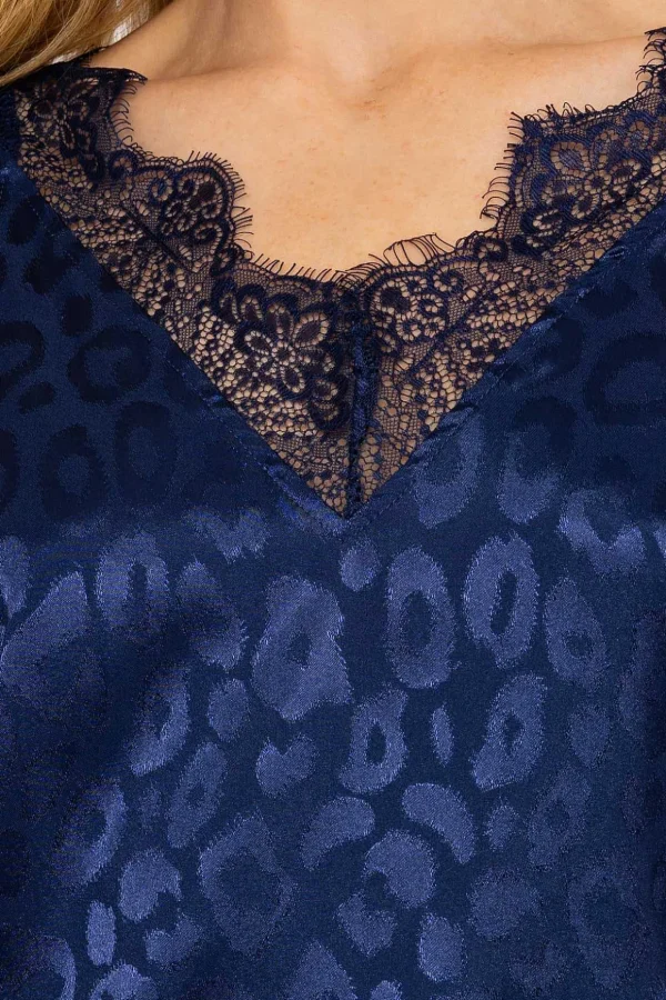 Navy Satin Jacquard Cami