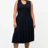 Navy Sleeveless Midi Dress