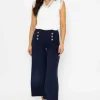 Navy Wide Leg Scuba Trousers