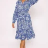 Norah Blue Printed Midi Dress