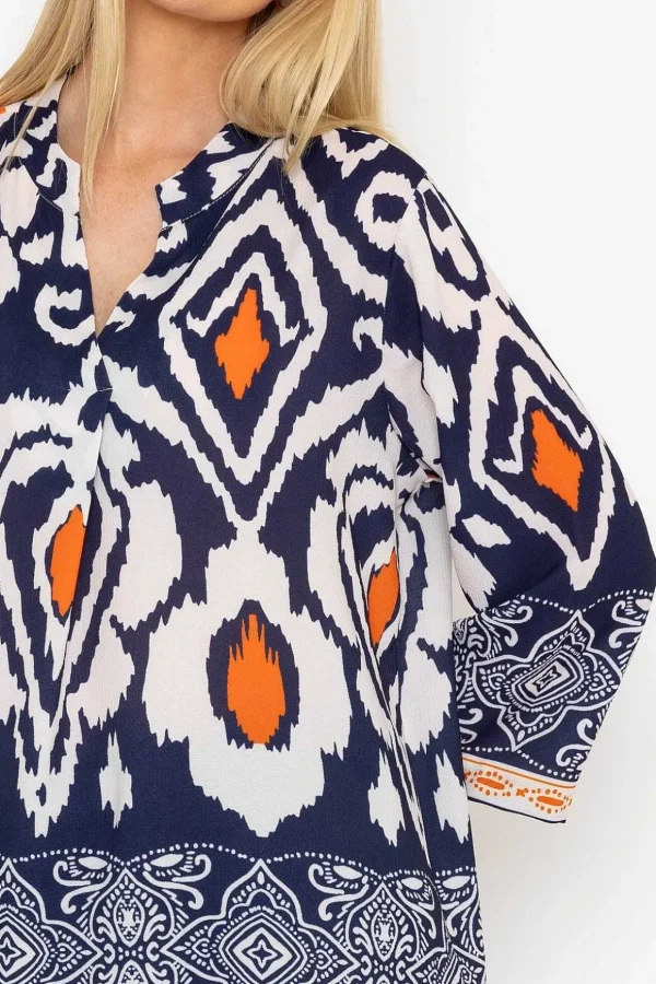 Olivia Top In Navy Print