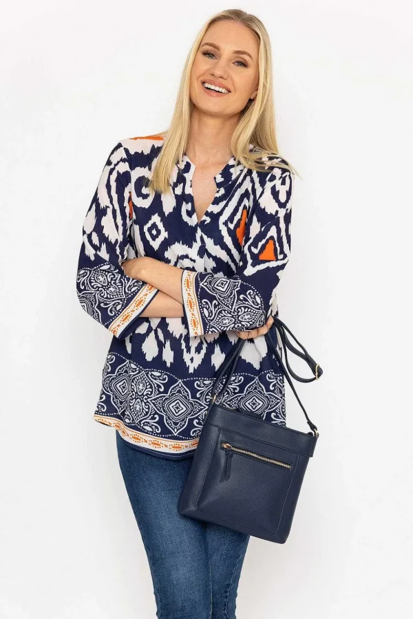 Olivia Top In Navy Print