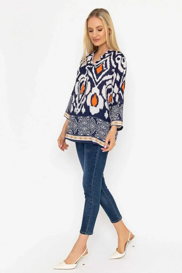 Olivia Top In Navy Print
