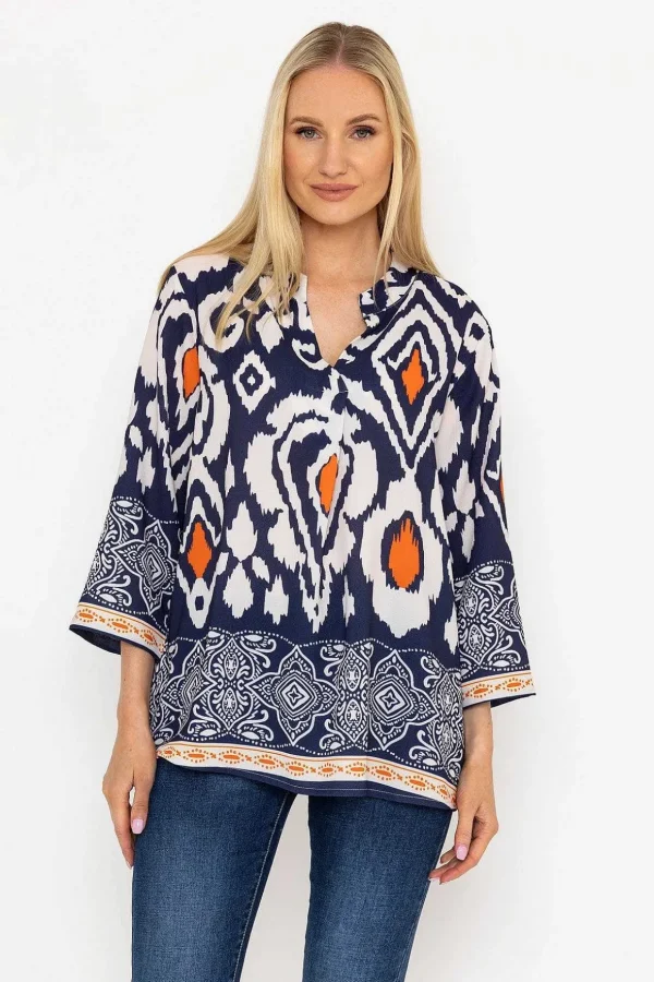 Olivia Top In Navy Print