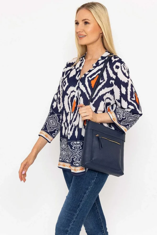Olivia Top In Navy Print