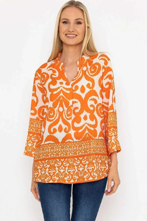 Olivia Top In Orange Print