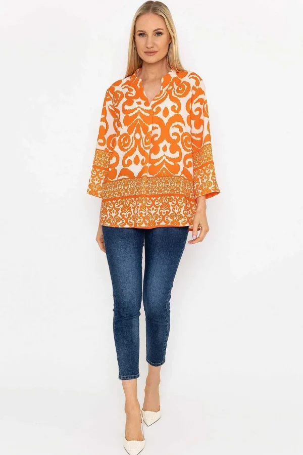Olivia Top In Orange Print