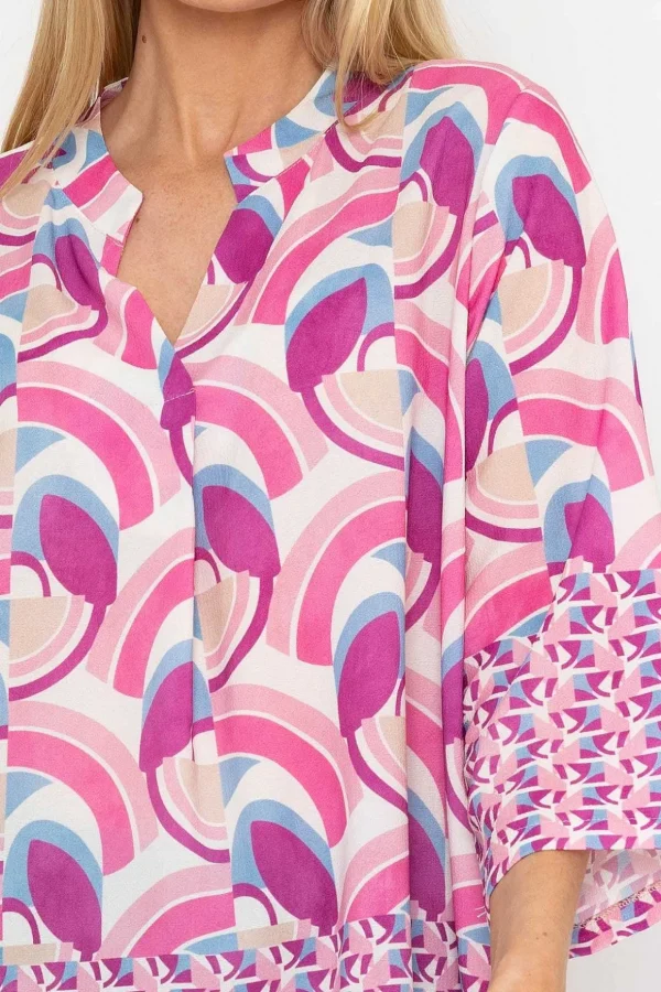 Olivia Top In Pink Print
