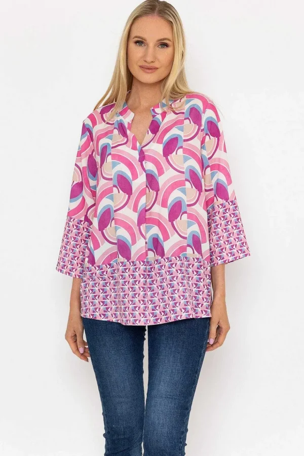 Olivia Top In Pink Print