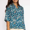 Olivia Top In Teal Print