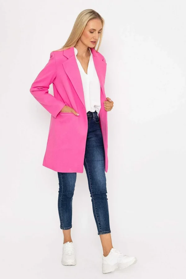 One Button Coat In Pink