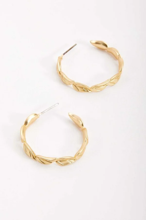 Open Hoop Leaf Earrings