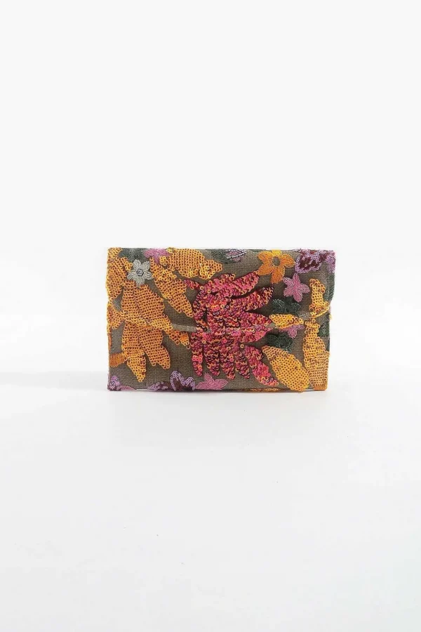 Orange Embellished Clutch Bag