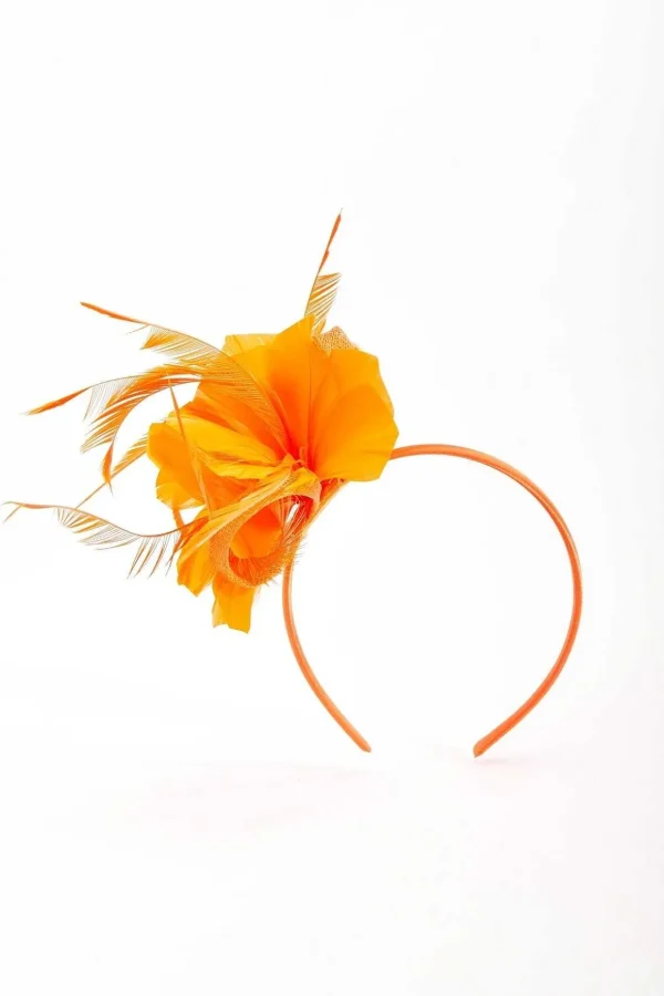 Orange Feather Flower Fascinator