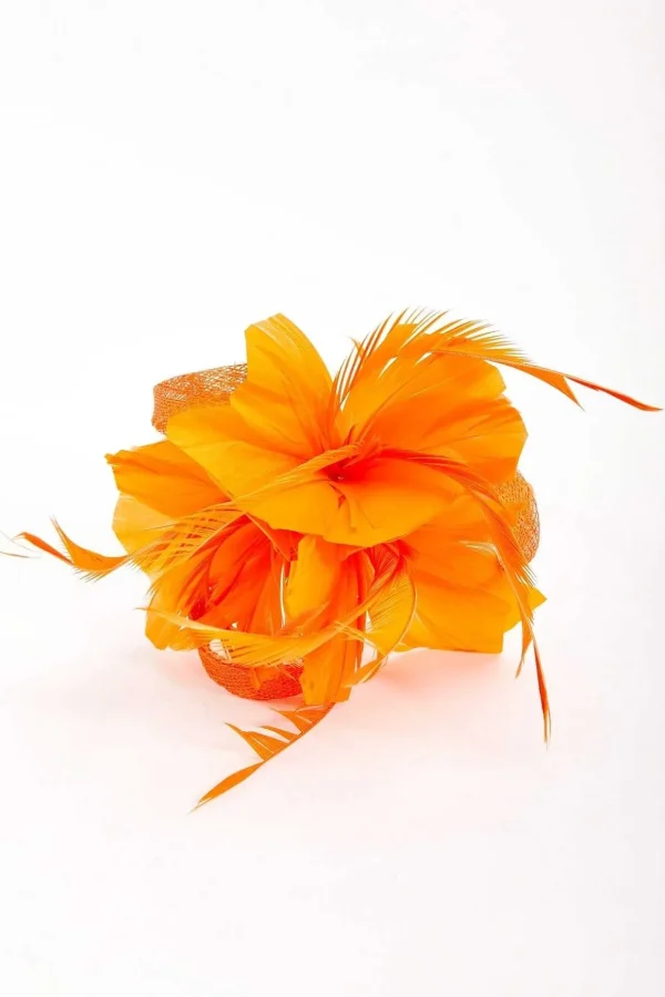 Orange Feather Flower Fascinator