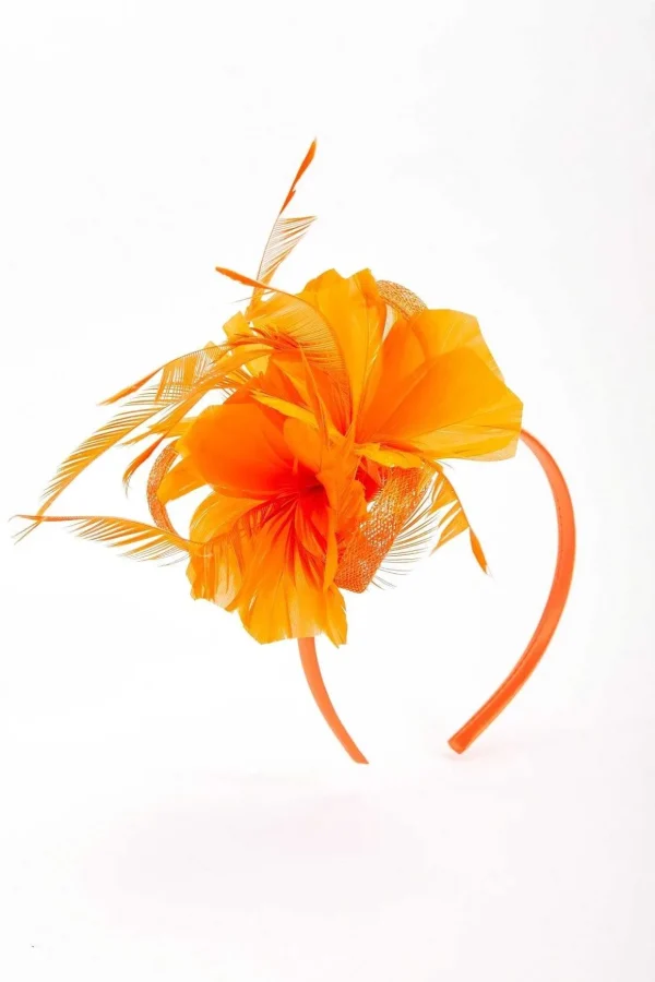 Orange Feather Flower Fascinator