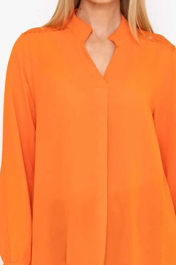Orange Lace Back Blouse
