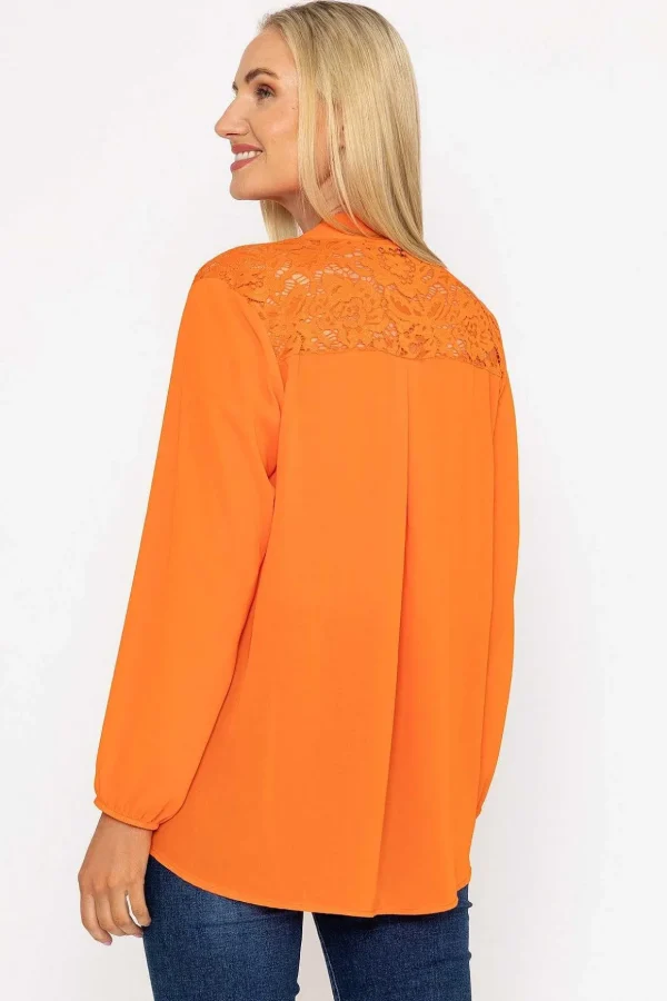 Orange Lace Back Blouse