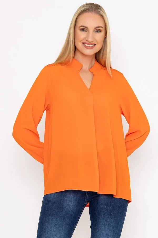 Orange Lace Back Blouse