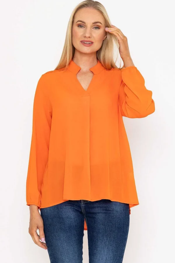 Orange Lace Back Blouse