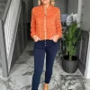 Orange Lace Bomber Jacket