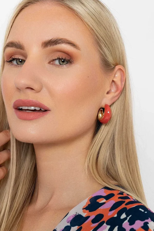 Orange Open Hoop Earrings