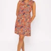 Orange Print Viscose Mini Dress