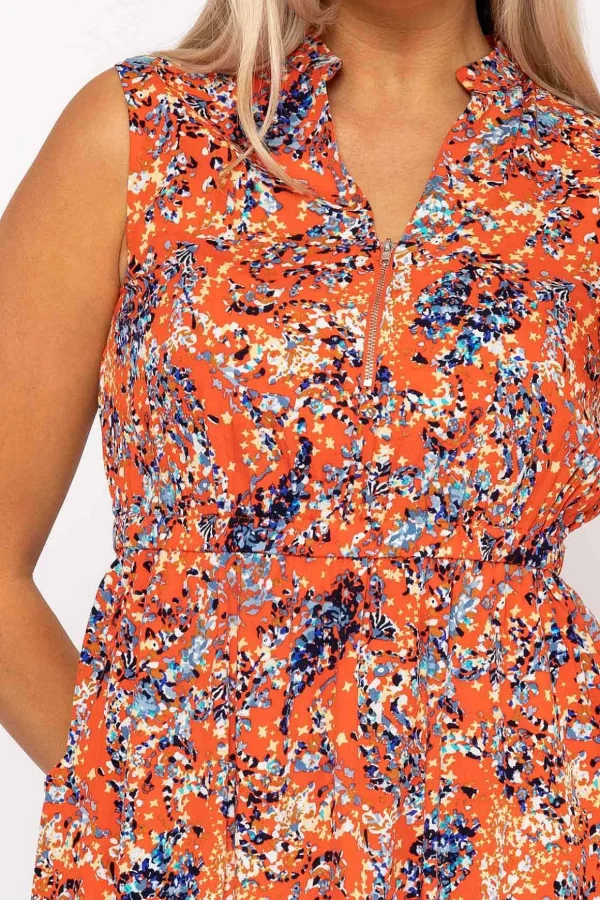 Orange Print Viscose Mini Dress