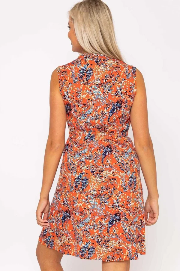Orange Print Viscose Mini Dress