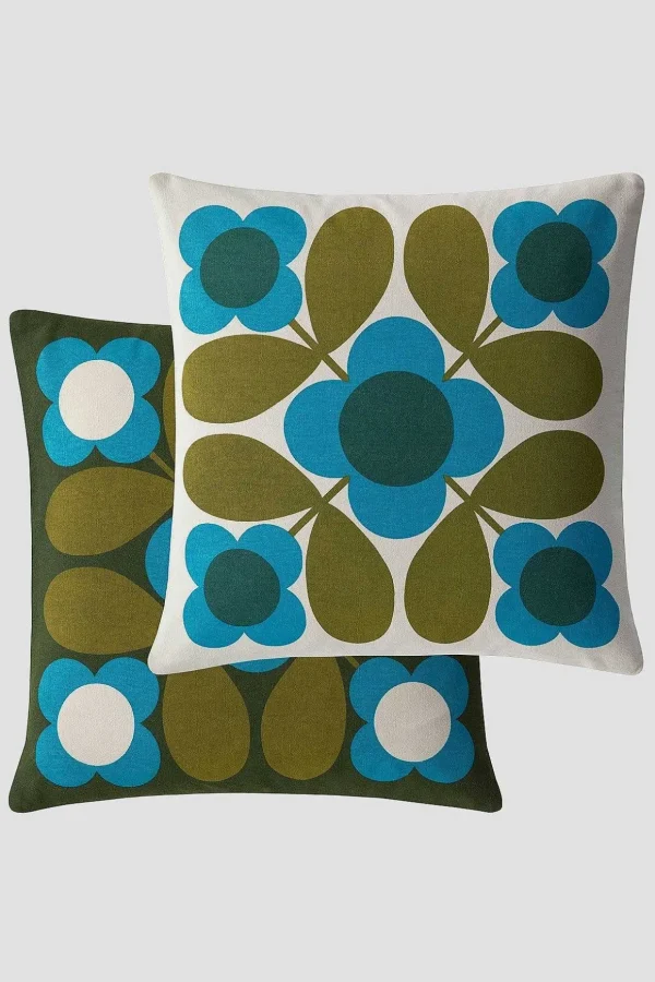 Orla Kiely Flower Tile Kingfisher Cushion