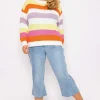 Oversized Striped Knit Sweater In Multi