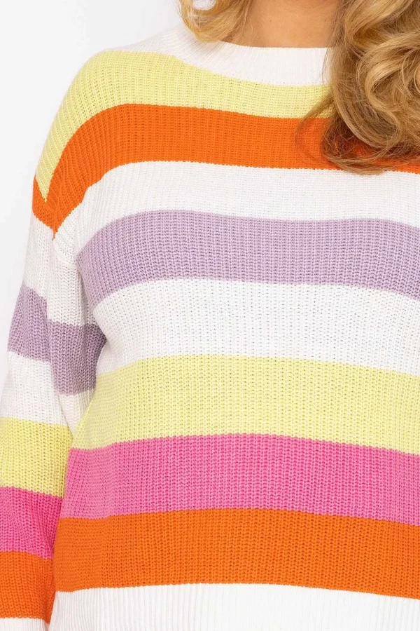 Oversized Striped Knit Sweater In Multi