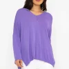 Oversized V-Neck Jumper In Purple