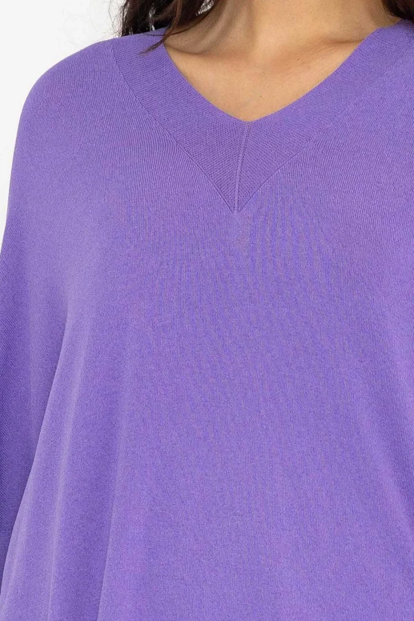 Oversized V-Neck Jumper In Purple