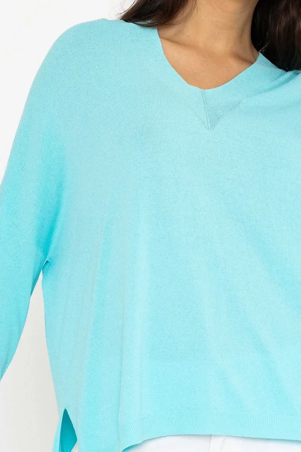Oversized V-Neck Jumper In Blue