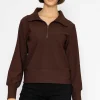 Oversized Zip Sweat Top In Coffee